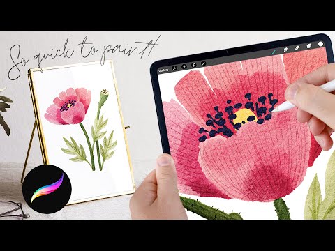 watercolor poppies made easy! watercolor tutorial for procreate // paint a poppy flower in Procreate