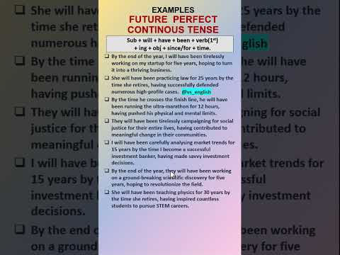 FUTURE PERFECT CONTINUOUS TENSE #futureperfectcontinuoustense #tense #futuretense VS ENGLISH