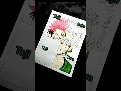 sukuna Drawing dut 4 face Yuji , Gojo ,Toji , Zoro (part 3) #anime #yuji #gojo #toji #zoro #short