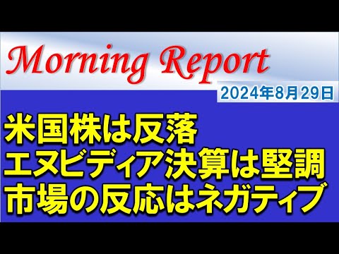 【モーニングレポート】米国株は反落！エヌビディアの決算は好調も市場の反応はネガティブ！