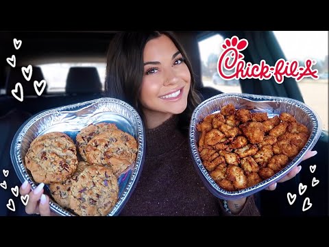 Chick-Fil-A Valentines Menu Mukbang & Trying EVERY Sauce!!