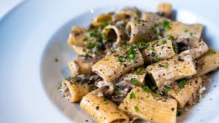 The Ultimate Creamy Mushroom Alfredo Rigatoni