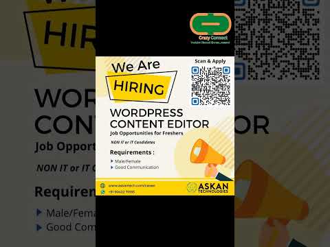 We are hiring WordPress Content Editor Freshers