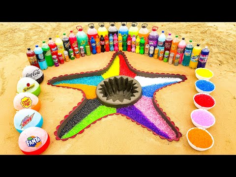 How to make Rainbow Starfish with Orbeez, Balloons Fanta, Coca Cola, Chupa Chups vs Mentos in Hole