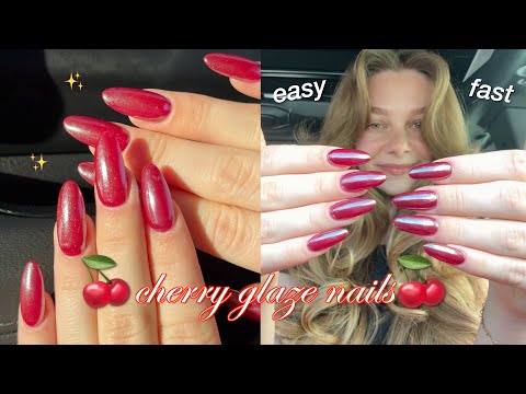 let's do cherry glaze nails for fall at home🍒✨