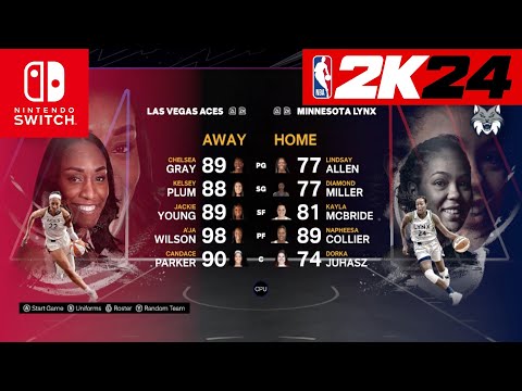 NBA 2k24 Nintendo Switch - Las Vegas Aces Vs Minnesota Lynx Full Gameplay