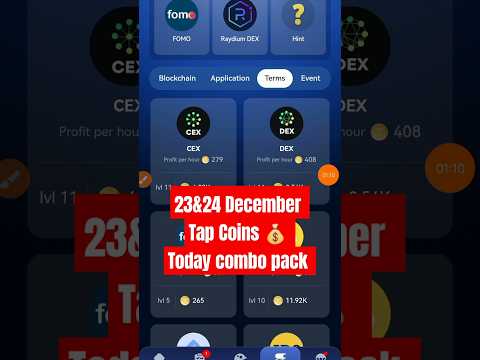 Tap Coin daily combo 23 December|today combo card tap Coin