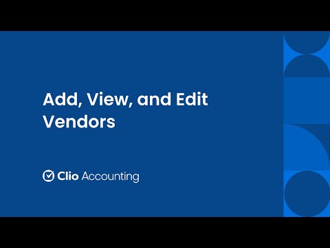 Add, View, and Edit Vendors in Clio Manage