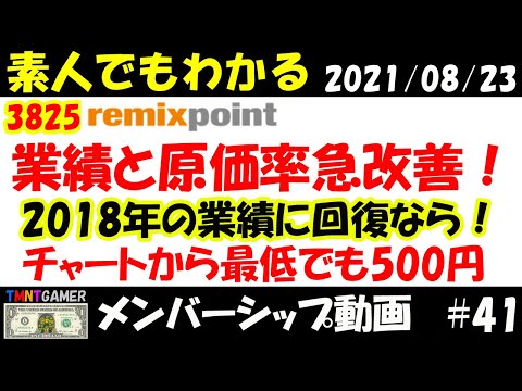 【明日上がる株メンバーシップ】3825 リミックスポイント！近年業績分析！2018年の業績まで回復できれば！株価最低でも500円？機関がいるこそ安く買える！#41