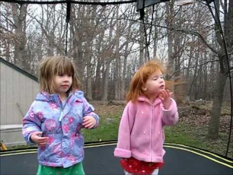 Abby and Molly on the Spring Free Trampoline