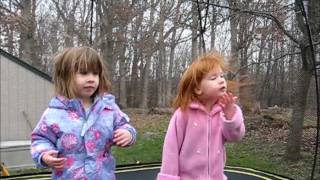 Abby and Molly on the Spring Free Trampoline