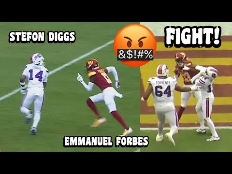 Stefon Diggs Vs Emmanuel Forbes 🤬 FIGHT! (WR Vs CB) Bills Vs Commanders 2023 highlights