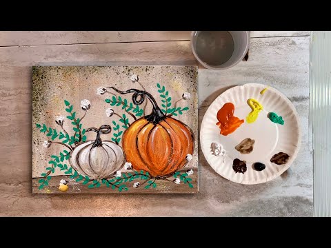 Autumn Pumpkin Painting Idea | Acrylic Painting For Beginners | Paint With Me!