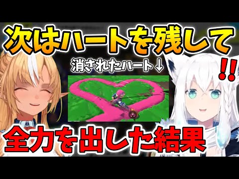 フレアにハートをリクエストされ全力で描きに行くフブキ【ホロライブ切り抜き】白上フブキ/不知火フレア/大神ミオ/博衣こより