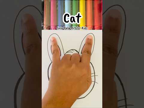 🐈 Palm Art! Easy Cat Drawing & Painting For Kids! Cat Drawing ! How to Draw A Cat using ✋