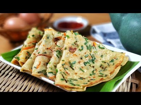 Traditional Chives Chinese Pancake / Savory Crepe🧡 古早味煎韭菜麵粉糕 [My Lovely Recipes]