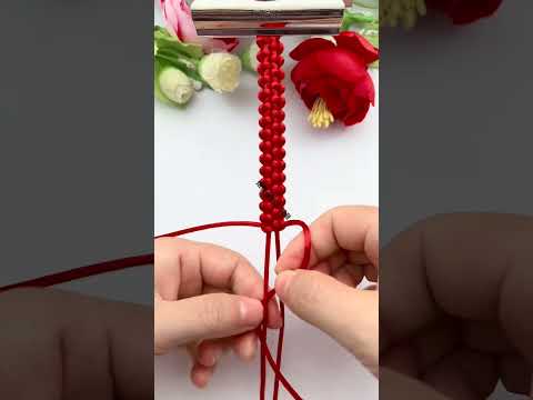 Acacia knot red rope rope braiding craft sharing simple braiding bracelet tutorial handmade DIY