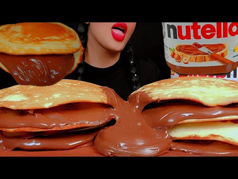 🍫ASMR NUTELLA PANCAKES🥞 with MILK👅먹방 초콜릿|eating sounds😋 notalking 🐾