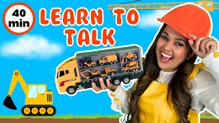 Construction Vehicles, Cars, Shapes & Animals For Kids 🚧 🚜 🏎️ 🦘 | Ms Moni | Kids Learning Videos