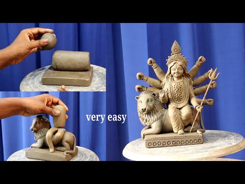 Very easy Durga murti making with clay | mitti ki Durga thakur banana