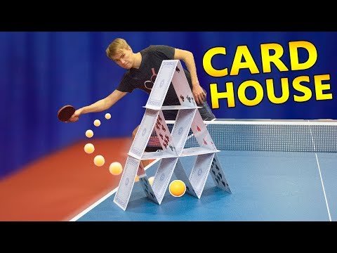 Ping Pong Shot through a Card House