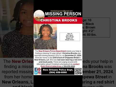 10 YEAR OLD CHRISTINA BROOKS IS MISSING FROM NEW ORLEANS LOUISIANA!!!  HELP BRING HER HOME SAFE!!!