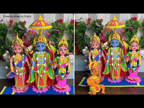 DIY how to make Ram Lakshman & Sita Mata idol with clay || Ram Lakshman & Sita idol making