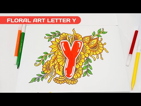 LETTER Y FLORAL ART | flora art inisial Y #art #drawing #floralart