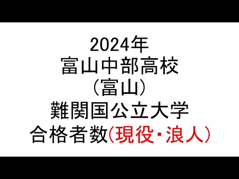 富山中部高校(富山) 2024年難関国公立大学合格者数(現役・浪人)