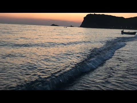 Beautiful sunset view at Buljarica beach in Montenegro filled with relaxing sounds of the sea.