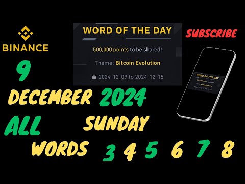 Wodl 9 December | Theme Bitcoin Evolution Wotd | Binance word of the day | Wodl 7 word answer today