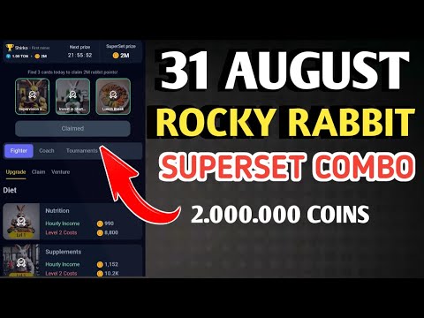 ROCKY RABBIT SUPERSET COMBO 31 AUGUST 2024 | ROCKY RABBIT COMBO TODAY | DAILY COMBO ROCKY RABBIT