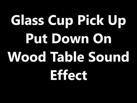 Glass Cup Pick Up Put Down On Wood Table Sound Effect