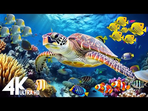 Under Red Sea 4K - Beautiful Coral Reef Fish in Aquarium, Sea Animals for Relaxation - 4K Video #223