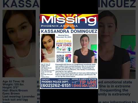 16 YEAR OLD KASSANDRA DOMINGUEZ IS MISSING FROM PHOENIX ARIZONA!!!  HELP BRING HER HOME SAFE!!!