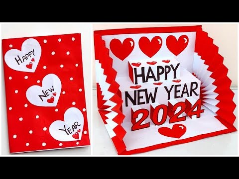 DIY Happy New Year pop up card 2024 / New year greeting card handmade easy