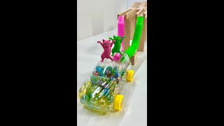 Marble Run ASMR ☆ HABA Double Wave Slope, Skeloeton Car #shorts #marblerun @marblerunone