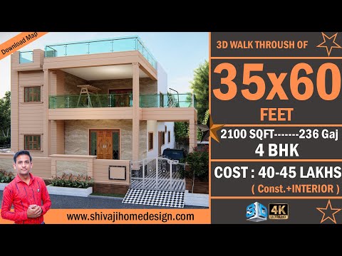 🏡 35*60 House Design 3D | 2100 Sqft | 8 BHK | East Face | 11x18 Meters #ShivajiHomeDesign