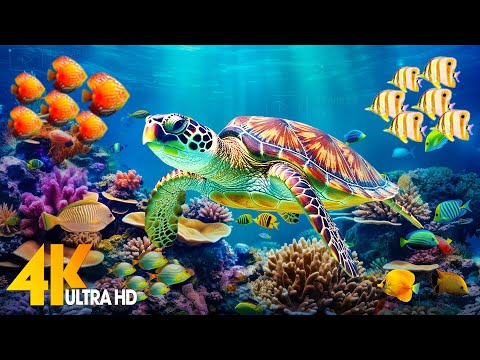 Under Red Sea 4K - Beautiful Coral Reef Fish in Aquarium, Sea Animals for Relaxation - 4K Video #109