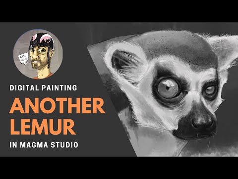 Animal Portrait Digital Paintings Ep. 2: another ring-tailed lemur in Magma Studio