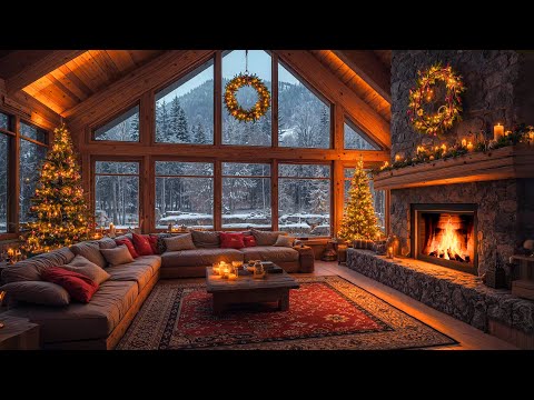 Crackling Christmas Fireplace Sounds with Relaxing Christmas Jazz Music 🎄 Cozy Christmas Ambience 🎅