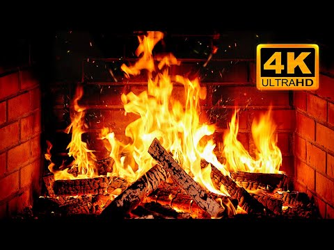 🔥 Cozy Fireplace 4K (12 HOURS). Fireplace with Crackling Fire Sounds. Fireplace Ambience