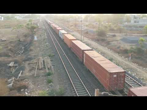 Goods Train View Over The Highway Bridge Video.