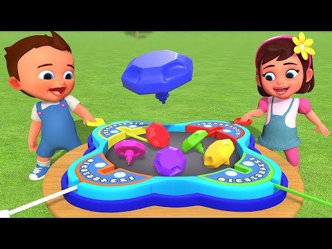 Learn Colors with Beyblade Toys | Baby's Fun Outdoor Games | 3D Animated Kids Educational