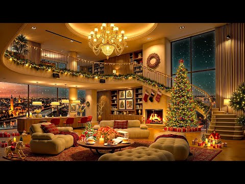 Luxury Christmas Apartment Ambience in London 🎄 Ethereal Jazz Saxophone Music to Relax, Deep Sleep 🎷