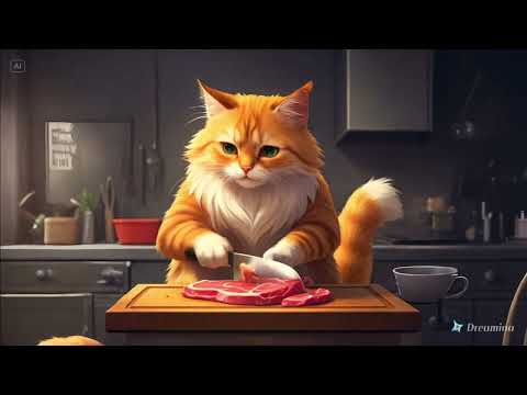 【アニメーション 】 キッチンで料理する猫.[animation] Cat cooking in the kitchen