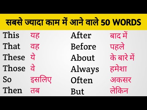 Daily Use Word/Basic English Word/Word Meaning in English to Hindi/Improve Your Vocabulary