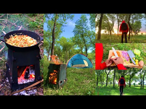 SOLO CAMPING with FRIED RICE Chicken ? Yes Please ! ASMR cooking ( natural sounds )