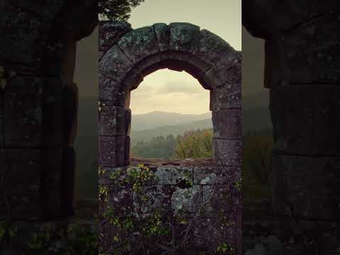 Celtic Harp at Medieval Castle in the Forest  - #short