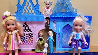 Mini dolls ! Elsa & Anna toddlers - Frozen doll houses - Barbie dolls